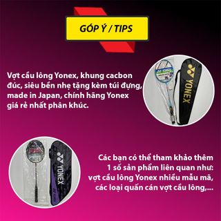 Bộ vợt cầu lông Yonex đơn, chuẩn khung cacbon, cực bền nhẹ kèm túi đựng, made in Japan, vợt Yonex chính hãng 249 SPORTS
