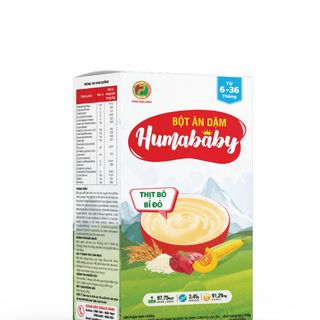 Bột ăn dặm HUMABABY vị Thịt Bò - Bí Đỏ (Hộp 10 gói x 25g)