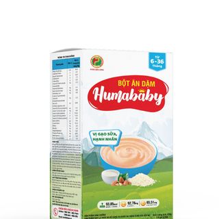 Bột ăn dặm HUMABABY vị Gạo Sữa - Hạnh Nhân (Hộp 10 gói x 25g)