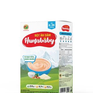 Bột ăn dặm HUMABABY vị Gạo Sữa - Hạnh Nhân (Hộp 10 gói x 25g)