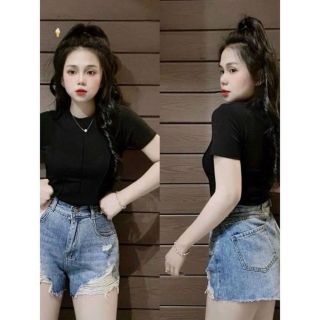 Croptop kiểu ôm body chiết eo chất thun gân co giãn freesize dưới 58kg giá sỉ - giá bán buôn