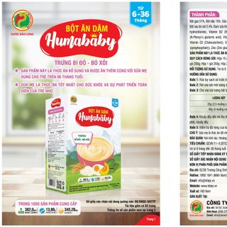 Bột ăn dặm HUMABABY vị Trứng - Bó Đỏ - Bó Xôi (Hộp 10 gói x 25g)