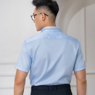 ÁO SƠ MI CỘC TAY COTTON CHỐNG NHĂN BLUE ALG-C111 - ALIGRO
