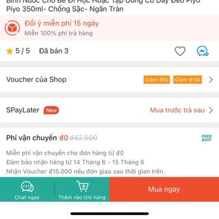 Bình Nước Cho Bé Đi Học Hoặc Tập Uống Có Dây Đeo