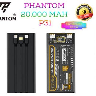 PIN SẠC DỰ PHÒNG 20.000MAH PHANTOM P31 PD22.5W..