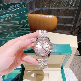 ĐỒNG HỒ NAM NỮ CAO CẤP RÔ LE MÁY CƠ MẶT SAPHIRE VIỀN ĐÁ DÂY DEMI