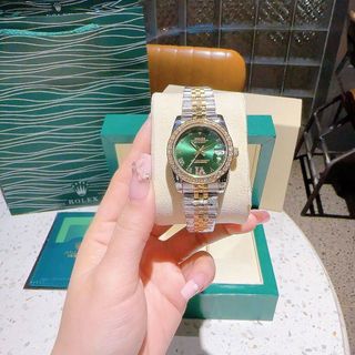 ĐỒNG HỒ NAM NỮ CAO CẤP RÔ LE MÁY CƠ MẶT SAPHIRE VIỀN ĐÁ DÂY DEMI