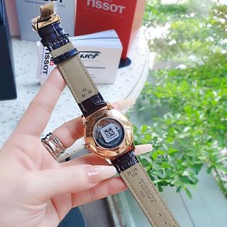 ĐỒNG HỒ NAM CƠ SIÊU CẤP TISỌT DÂY DA KÍNH SAPHIRE LỘ MÁY MẶT TRẮNG VIỀN ĐỒNG 1