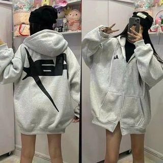 ÁO HOODIE NAM NỮ THIẾT KẾ KHÓA KÉO 2 ĐẦU IN CHỮ AA 2 MẶT CÓ NÓN -HTM FASHION giá sỉ