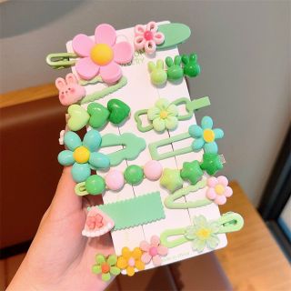 1 set Kẹp Tóc Nhựa Hình Hoa Nhiều Màu Sắc Dễ Thương Cho Bé Gái