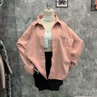 ÁO SƠ MI NỮ TAY DÀI CỔ BẺCHẤT VẢI DA LỘN MỊN ĐẸP LOGO THÊU CHỮ INCREDIBLE -HTM FASHION giá sỉ