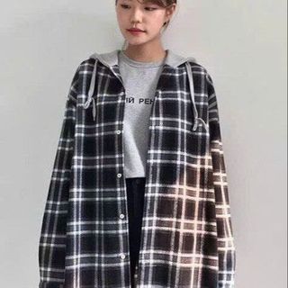 ÁO SƠ MI NAM NỮ TAY DÀI CÓ NÓN CHẤT KATE SỌC CARO CÁ TÍNH PHONG CÁCH -HTM FASHION