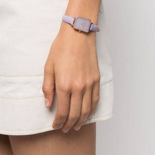 ĐỒNG HỒ NỮ CAO CẤP D.W QUADRO LAVENDER DÂY DA TÍM MẶT CHỮ NHẬT 1
