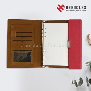 Bộ sổ tay - sổ da màu đỏ và bút ký khắc tên - Giftsets Bộ quà tặng in khắc tên, chữ, logo theo yêu cầu, quà tặng tri ân thầy cô giáo - Heraclespens