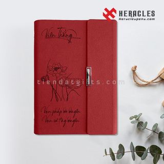 Bộ sổ tay, sổ da màu đỏ và bút ký khắc tên - Giftsets Bộ quà tặng in khắc tên, chữ, logo theo yêu cầu, quà tặng tri ân thầy cô giáo - Heraclespens