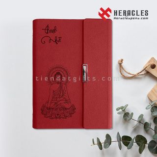 Bộ sổ tay, sổ da màu đỏ và bút ký khắc tên - Giftsets Bộ quà tặng in khắc tên, chữ, logo theo yêu cầu, quà tặng tri ân thầy cô giáo - Heraclespens