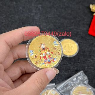 Sỉ Đồng Tiền Xu Ông Thần Tài Mạ Vàng In Màu 3D Phong Thủy May Mắn giá sỉ