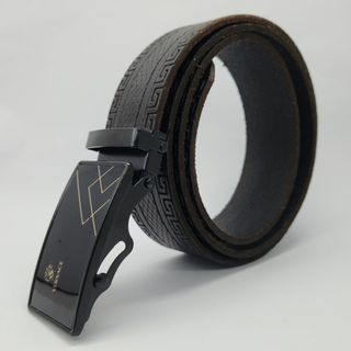 Thắt Lưng (Dây nịt) Nam mặt Bản, Dây Hoa Văn dập nổi KPĂ da bò thật, màu Đen - Sang trọng, Thanh lịch, Tinh Tế, MSP: KN01