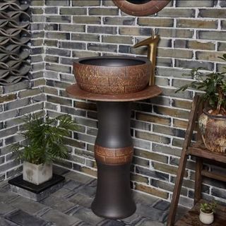 Lavabo trụ đứng hay lavabo sân vườn, để ngoài trời, phù hợp phong cách Đông Dương giá sỉ