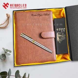 Bộ sổ tay khắc tên, sổ da và bút ký - GIFSETs Bộ quà tặng in khắc tên, chữ, logo theo yêu cầu, làm quà tặng sự kiện doanh nghiệp, quà tặng tri ân thầy cô giáo