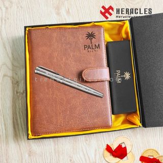 Bộ sổ tay khắc tên, sổ da và bút ký - GIFSETs Bộ quà tặng in khắc tên, chữ, logo theo yêu cầu, làm quà tặng sự kiện doanh nghiệp, quà tặng tri ân thầy cô giáo