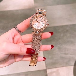 ĐỒNG HỒ NỮ THỜI TRANG GUE S DÂY KIM LOẠI ĐÍNH ĐÁ 35MM 4