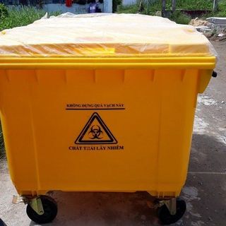 Xe thu gom rác y tế 660 lít màu vàng đựng rác thải lây nhiễm giá sỉ