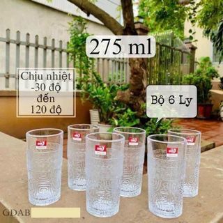 BỘ 6 LY THỦY TINH DELI 270ML KB061- 2 ( CAO )