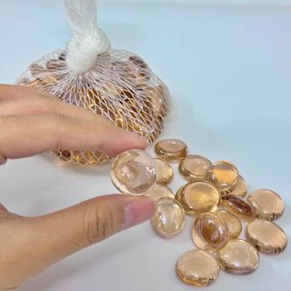 Sỏi thuỷ tinh trang trí hồ cá tròn dẹt nhỏ