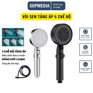Bộ vòi sen tăng áp cực mạnh SOPMEDIA  điều chỉnh 5 chế độ tiết kiệm nước cho nhà tắm có 2 màu trắng đen giá rẻ