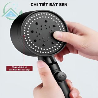 Bộ vòi sen tăng áp cực mạnh SOPMEDIA  điều chỉnh 5 chế độ tiết kiệm nước cho nhà tắm có 2 màu trắng đen giá rẻ