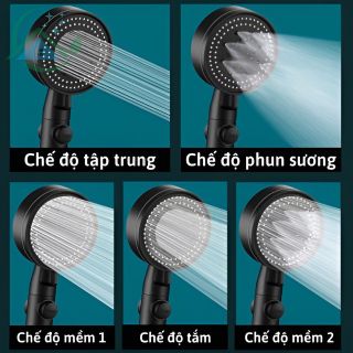 Bộ vòi sen tăng áp cực mạnh SOPMEDIA  điều chỉnh 5 chế độ tiết kiệm nước cho nhà tắm có 2 màu trắng đen giá rẻ
