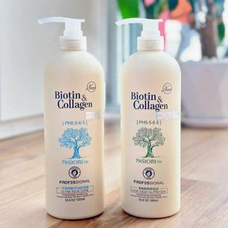 Bộ Dầu Gội Xả Biotin&Collagen 1+1L Màu Trắng Phục Hồi, Kích Thích Mọc Tóc.