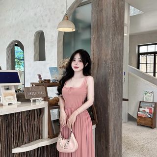 ĐẦM 2 DÂY CỔ VUÔNG FORM DÀI - LÊ PHƯƠNG BOUTIQUE