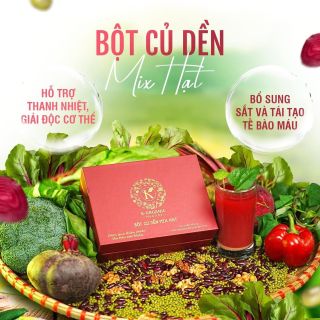 Bột Củ Dền Mix Hạt - Hỗ trợ thanh nhiệt, giải độc cơ thể, bổ sung sắt và tái tạo tế bào máu. (Hộp 20 gói, mỗi gói 3g)