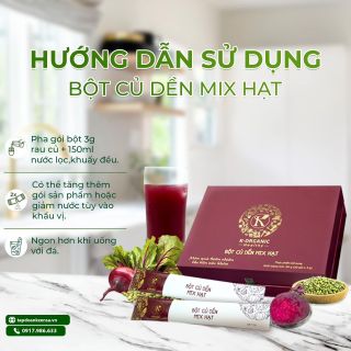 Bột Củ Dền Mix Hạt - Hỗ trợ thanh nhiệt, giải độc cơ thể, bổ sung sắt và tái tạo tế bào máu. (Hộp 20 gói, mỗi gói 3g)