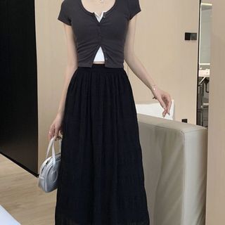CHÂN VÁY DÀI XỐP PHỒNG NHĂN DÀI 70CM - LÊ PHƯƠNG BOUTIQUE