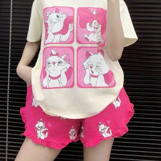 Bộ quần áo cotton in hình mèo giá sỉ