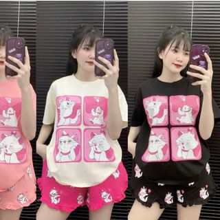 Bộ quần áo cotton in hình mèo