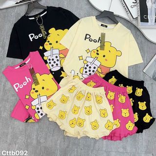 Sét bộ nữ mặc nhà in hình gấu cute phong cách hàn quốc