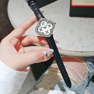 ĐỒNG HỒ NỮ CAO CẤP LOI VUITON DÂY DA MẶT HOA LOGO 1
