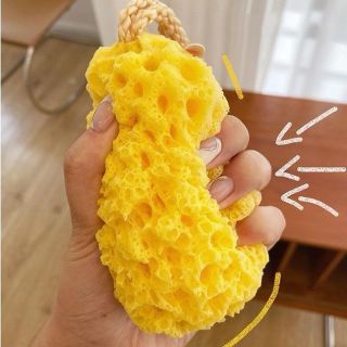 Bông tắm hình tổ ong có dây buộc