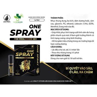 Dung dịch dùng ngoài hỗ trợ khắc phục tình trang xuất tin sớm, rối loạn cương dương One Spray - Chai 10ml