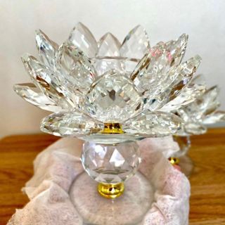 Đế nến hoa sen pha lê chân cao 12cm - ĐVT : Cái