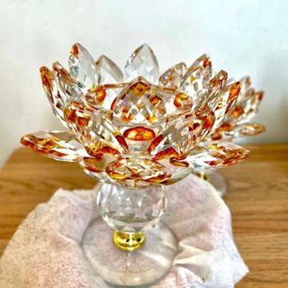 Đế nến hoa sen pha lê chân cao 12cm - ĐVT : Cái