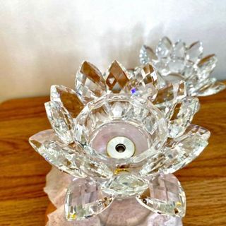 Đế nến hoa sen pha lê chân cao 12cm - ĐVT : Cái