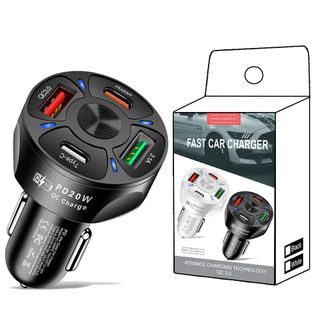 Tẩu Sạc Điện Thoại Nhanh 2 Cổng USB Và 2 PD.QC 3.0. PD20W Có Đèn Led Cho Xe Hơi Kim Huệ - Yêu Xe