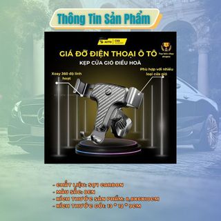 Giá Đỡ Điện Thoại Trên Ô Tô Kẹp Gắn Cửa Khe Gió Điều Hoà Xoay 360 Độ - Kẹp V8 Vân Cacbon Cao Cấp Kẹp Xoay Thoát Khí