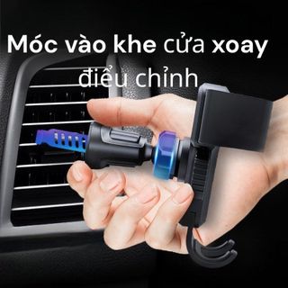 Giá Đỡ Điện Thoại Trên Ô Tô Kẹp Gắn Cửa Khe Gió Điều Hoà Xoay 360 Độ - Kẹp V8 Vân Cacbon Cao Cấp Kẹp Xoay Thoát Khí