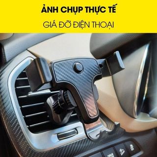Giá Đỡ Điện Thoại Trên Ô Tô Kẹp Gắn Cửa Khe Gió Điều Hoà Xoay 360 Độ - Kẹp V8 Vân Cacbon Cao Cấp Kẹp Xoay Thoát Khí